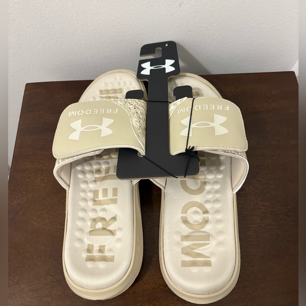 Under Armour Freedom Beige and White Sandals - Picture 3 of 6